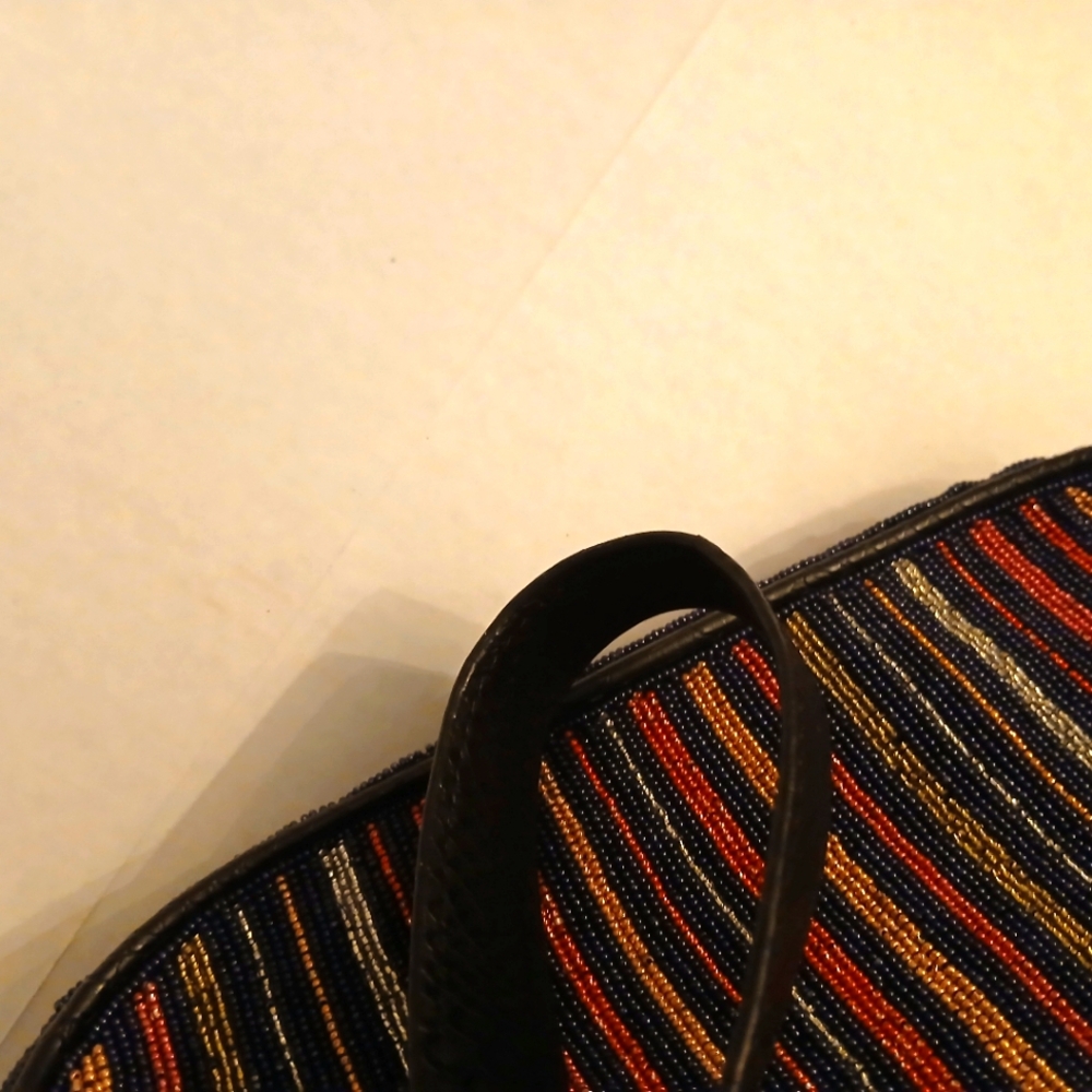 ROLLER Rabbit Navy Stipe Beaded Handbag - Picture 5 of 7